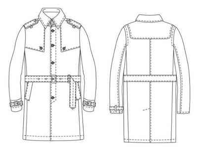 男装大衣风衣手稿款式图-男装设计-服装设计